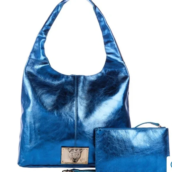 New Sharif Legacy Pearlized Slouchy Leather Hobo‎ with Wristlet - Picture 2 of 7